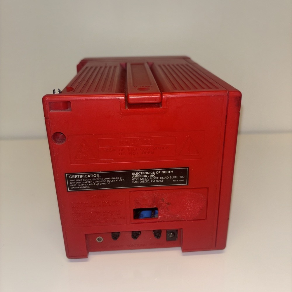 Vintage 1987 Electronics of North America Red Portable TV AM FM Radio CRT Retro - Picture 5 of 11